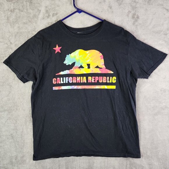 Mens California Republic State Beautiful Rainbow Bear T-shirt Size Large - Picture 2 of 8